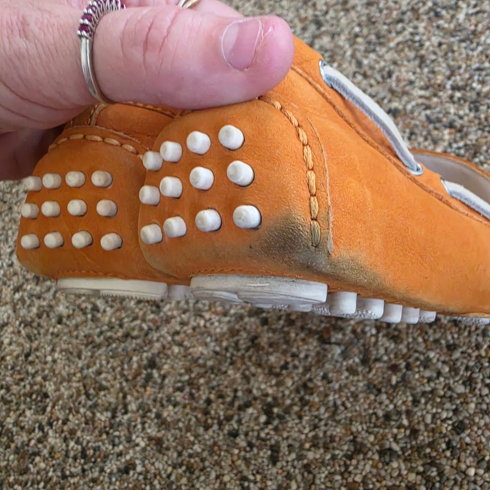 Cole Haan Nike Air Orange Leather Driving Moccasins Loafers D39810 Womens 7.5B - Picture 7 of 13